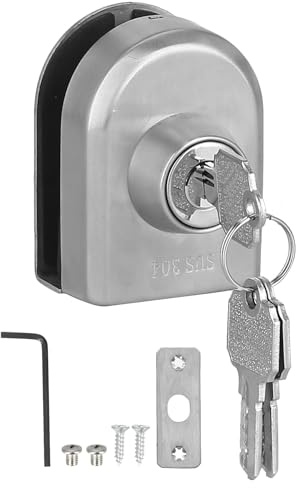 Verrou à poussoir pour portail coulissant - Serrure antivol en acier inoxydable pour portes vitrées sans cadre avec sécurité renforcée - Installation facile, kit complet inclus