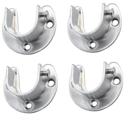4 Stück Edelstahl RundeRohr Halterung Sockel, U-Form Stangen Flansch Set Schrankstangenträger Circle Kleiderschrank Stangenhalter Kleiderstange Stangenhalterung Spurstangenkopf Halterung(32mm)