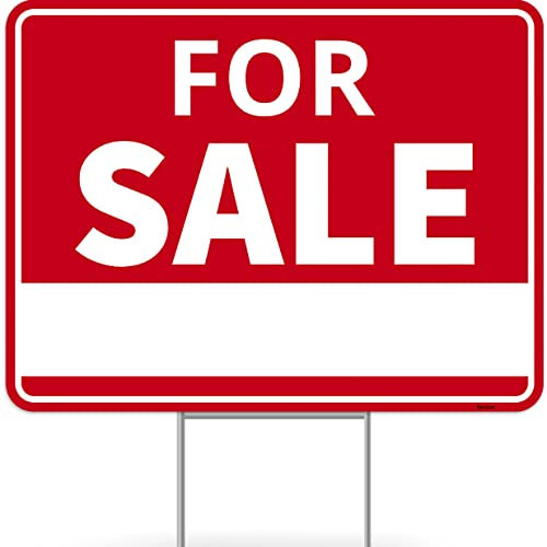 1 cartello da giardino in vendita con palo, 40 cm x 30 cm, insegne su entrambi i lati, in plastica ondulata