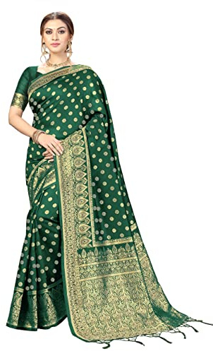 Nivah Fashion Women's Art Silk Saree with Blouse Piece (UK.S11-DarkGreen)