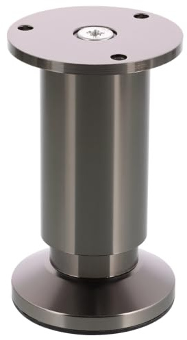 WAGNER Möbelbein/Möbelfuß/Verstellfuß - Design - Ø 40/60 x 100-115 mm, Titan-Optik Black, inkl. Anschraubplatte Durchmesser Ø 60 mm - 12037101