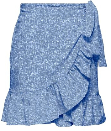 ONLY Damen Onlolivia Wrap Skirt WVN Noos Rock, Blue Bonnet/AOP:Confetti Dot, S EU