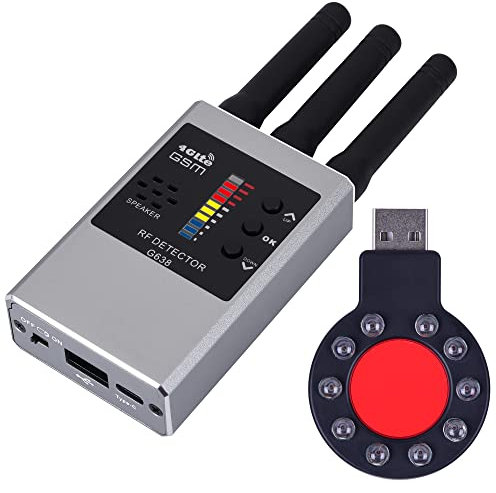 PRUBOVI Detector de Cámara Oculta, Detector de Micrófono Oculto, Detección de Señales RF y GPS, Utilizado para Revisar Cámaras Espías en la Habitación (Color Plateado)