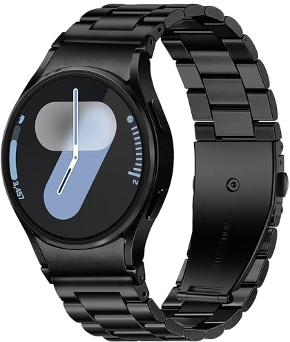 Ocaer Edelstahl Armband Kompatibel mit Samsung Galaxy Watch 7/FE/6/5/4 40mm 44mm, Galaxy Watch 6/4 Classic 43mm 47mm/42mm 46mm, 5 pro 45mm, 20mm Metall Armband für Herren Damen (Schwarz)