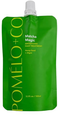 Pomélo+Co. Matcha Magic Pre-Shower Haarmaske 100ml - Aminosäuren und Algen | Pflegende und volumengebende Haarkur mit Hanfsamen für mehr Fülle - Haar Maske vor der Dusche für dünnes Haar