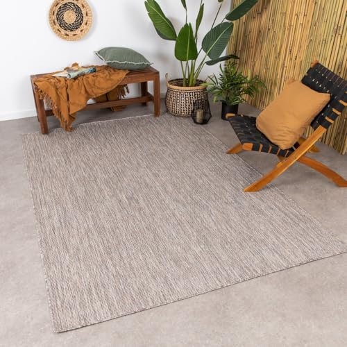 FRAAI | Home & Living Tapis d'extérieur - Costa Taupe - 80x150 cm - Tapis Exterieur Resistant Pluie - Rectangulaire - Terrasse, Jardin, Balcon