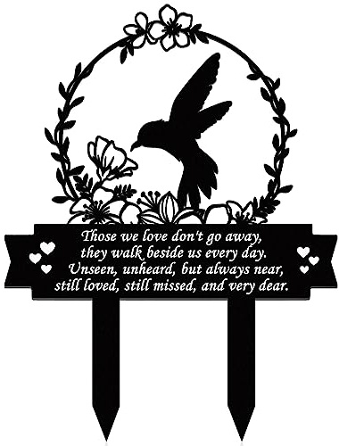 Geelin Gedenkpfähle, Friedhofsdekorationen für Grabschmuck, Kolibri, Grabmarker, Gedenktafeln, Vogel, Blume, Geschenk für den Verlust der Mutter, Vater, Outdoor, Hof, Gartendekoration (Love Don't Go)