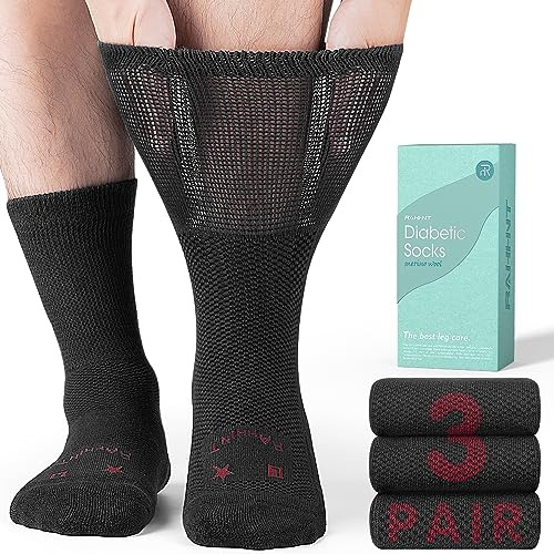 Rahhint Lana Merino Calcetines Diabéticos 3 Pares, Calcetines Bambu Sin Costuras Sin Goma para Hombre & Mujer