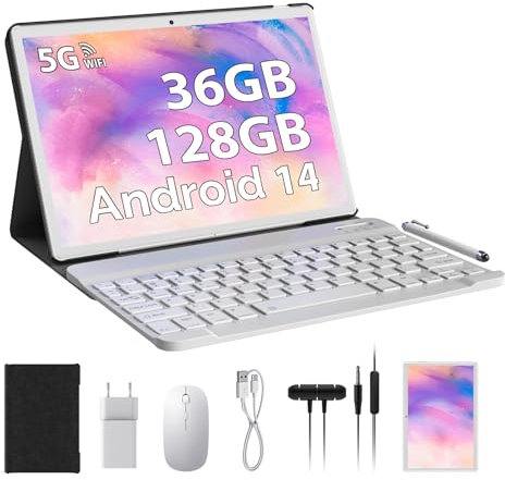 PIXPEAK Tablet 10 Pulgadas Android 14.0 con 5G WiFi, 36GB RAM+128GB ROM(1TB Ampliable), Octa Core 2.0 GHz Tableta, 8000mAh, 5MP+8MP, FHD, WLAN, Bluetooth, GPS, Tablet con Teclado ect (Or)