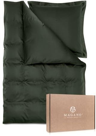Magano® Luxus Bettwäsche-Set - Bambus & Baumwolle Satin - 400 TC Premiumqualität (Dark Green, 200x200 cm + (2X) 80x80 cm)