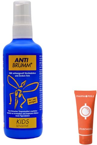 Anti Brumm Kids Sensitive 1x 150 ml I Schutz gegen Mücken und Zecken I Mückenspray I zu Hause, Reisen, Tropen I Icaridin I Kinder ab 1 Jahr I empfindliche Haut I Spar-Set plus Pharma Perle give-away