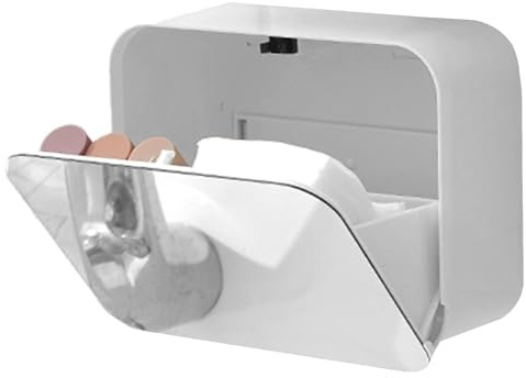 Halterung für Baumwollkugeln – Wandaufbewahrungsbox für Badezimmer, Wandhalter für Waschtisch | Kosmetik-Organizer für Abdeckung der Aufbewahrungsbox, stabiler Organizer aus Wattepads, weiß, Se