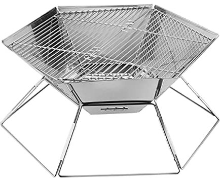 Picknickgrill Grill Campinggrill Tragbarer Holzkohlegrill Im Freien BBQ-Grill, Der Edelstahl-faltenden Kampierenden Grill Für Kampierendes Picknick Kocht BBQ Grills(Hexagonal diamond)