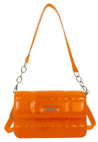 YUEZHAN Abendtasche Damen Clutch Damen Pu-Leder Crossbody-Tasche Mode Kleine Quadratische Klappen-Umhängetasche Büro-Dame Solid Candy Farbe Shopping-Dating-Handtasche Orange