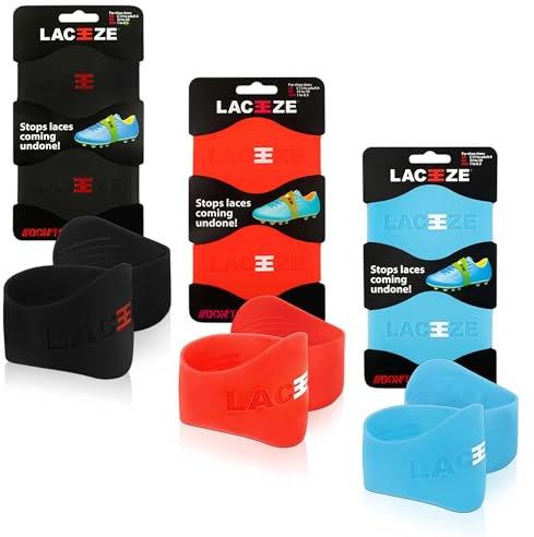 LACEEZE, lace Band, Football Boot Lace Cover, 3 pack B/R/B