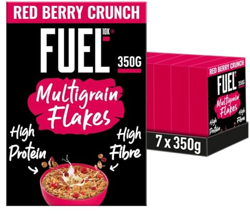 FUEL10K Red Berry Multigrain Flakes High Protein Breakfast Cereal, 350 g (Pack of 7)