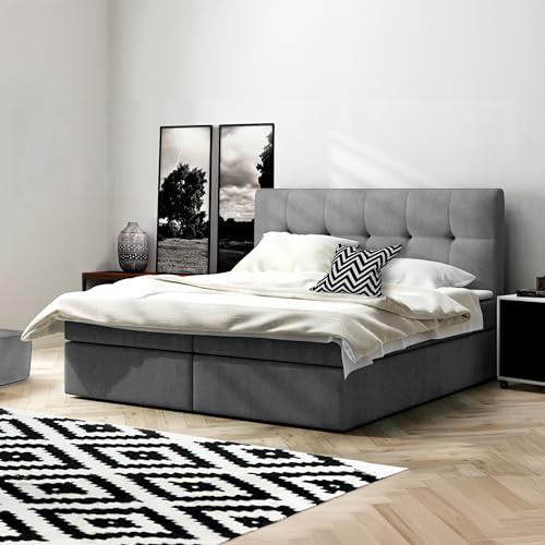 Imebel Boxspringbett 140x200 mit Bettkasten - Bett mit Matratze und 2 Bettkästen - Schlafzimmerbett mit Topper - Bequemes und Elegantes Doppelbett für das Schlafzimmer