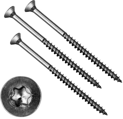 RYSUPPLY Spanplattenschrauben TORX aus Edelstahl 4,5 x 90 Holzschrauben mit Teilgewinde | 25 Stück | In diversen Größen und Mengen erhältlich