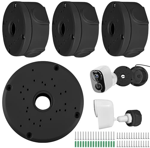4 Pcs Kamera-Anschlussdose:Wasserdichte Anschlussdose für Überwachungskamera,Abzweigdose für Bullet Überwachungskamera,ABS-Kunststoff Anschlussdose,Universal Abzweigdose Überwachungskameras, Schwarz