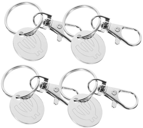NAMOARLY 4piezas Llavero De Carrito De Compras Fichas De Supermercado De Aleación De Zinc para Tiendas Extractor De Carrito Fácil De Usar