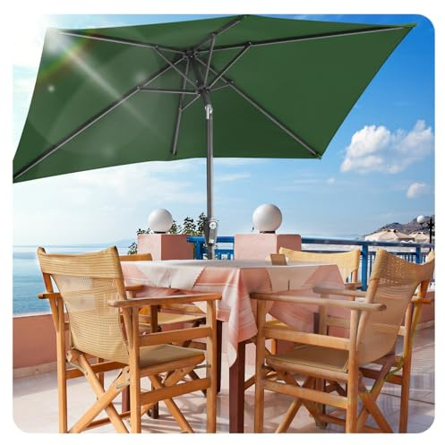 ISOISL Sonnenschirm 200x300CM Grün Gartenschirm Terrassenschirm Sonnenschutz Sonnenschirm Rechteckig Kippbar Großschirm für Balkon,Terrasse,Garten