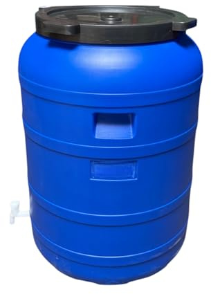 Jordan & Jordan — Fût Plastique 200L PEHD — Couvercle à Visser + Robinet — Grande Capacité Alimentaire — Eau, Huiles, Solide — Certifié sans BPA