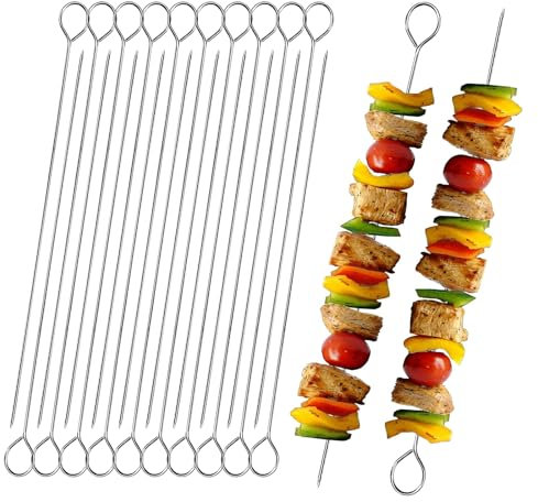 20 PCS BBQ Metal Skewers Stainless Steel,air Fryer skewers 7.87''/20cm Reusable Kebab Skewers for Grilling, Oven, and BBQ