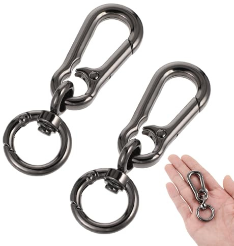 MBAIYO Karabinerhaken mit Drehgelenk, 2 Stück Metall Karabiner Schlüsselanhänger Abnehmbare Karabinerverschluss für DIY Keychain Geldbeutel Handtasche Basteln Rucksack Zubehör