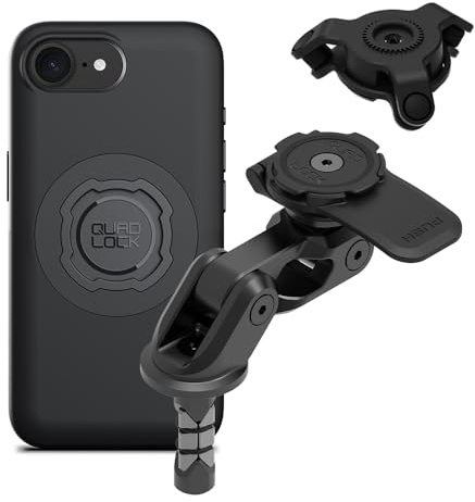 QUAD LOCK Gabelschaft-Handyhalterung für Motorrad PRO mit Vibrationsdämpfer und MAG-Hülle für iPhone 16e