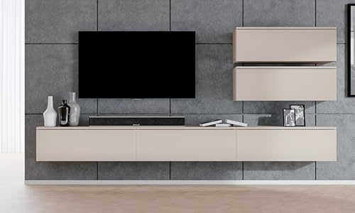 AXLIVING Anbauwand Loriano V Wohnwand beige Kaschmir 300 cm breit