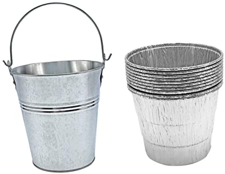 Milisten Rivestimento in Alluminio per Barbecue con Secchio Grasso + 10 Sacchetti USA e Getta per Raccolta del Grasso Barbecue Esterno Maniglia Portatile Facile da Pulire