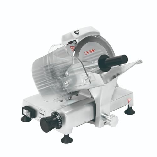 METRO PROFESSIONAL Cortafiambres GFS3019, Cuchilla 19,5 cm, Grosor 0-12 mm, 120 W, Aluminio Anodizado, Plata