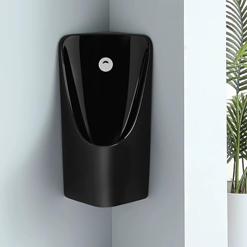 Urinoir en céramique anti-déversement pour homme avec capteur encastré, design mural, idéal pour la maison, la salle de bain et les toilettes publiques, utilisation en extérieur (noir)