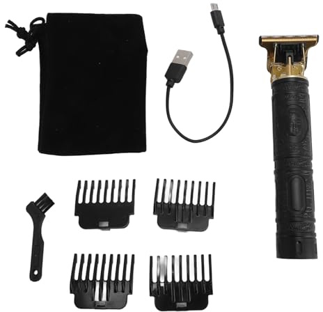 Rakmaskiner för män skägg rakapparat t formad elektrisk hårklipper set män professionell trådlös laddningsbar barberare skägg trimmer rakappast (Negro)