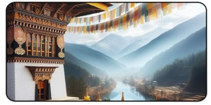 Thimphu Silence of The Himalayas Desk Mat Under Prayer-Flag Skies