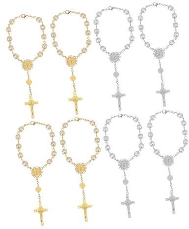 ABOOFAN 4piezas Pulsera Rosario De Perlas De Imitación De Joyería Religiosa Para Yoga y Oración Pulsera De Cuentas Tostadas Para Ocasiones Inspiradoras