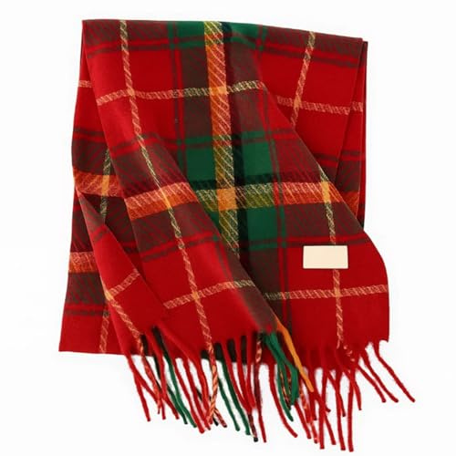 Highland Plaid Scarf - Classic Red Green Fringes Stylish Checkered Soft Touch Tartan Long Winter Autumn Wrap - Men & Women Outdoor Travel Work Commuting Holiday Dressing Looks (Highland Plaid)
