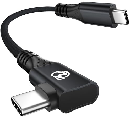 240W Cable USB C a USB C 0.3M, Ángulo Recto Cable USB 3.2 Gen 2X2 20Gbps | PD 3.1 Tipo C a C de Carga Rápida, Cable 4K@60Hz Vídeo para iPhone 17 16 15, MacBook, iPad Pro Air Mini, Galaxy S26 Ultra
