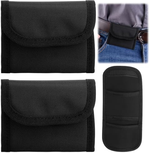 XRVRILE Belt Glove Bag Pack of 2, Glove Holder for Latex Glove, Disposable, 10.8 cm x 9 cm Mini Belt Bag, Double Glove Bag (Black)