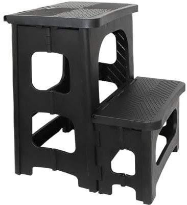 Marchepied pliable – Capacité de 113,4 kg, design antidérapant et stable, tabouret pliable à 2 marches pour table de nuit, placard, cuisine, large pédale pour plus de sécurité
