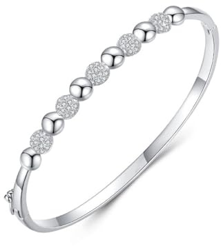 Homxi Damen Armband Weißgold 585 14K, Rund mit Moissanit, 19 CM Lang, Damen Armband Silber