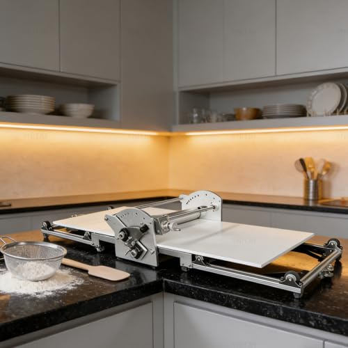 YNITJH Macchina per Pasta Sfoglia Elettrica Automatica,Sfogliatrice Professionale Pieghevole con Controllo Spessore da 2 a 30 Mm,Realizza Impasti Uniformi per Dolci,Pizze E Pasta Fresca