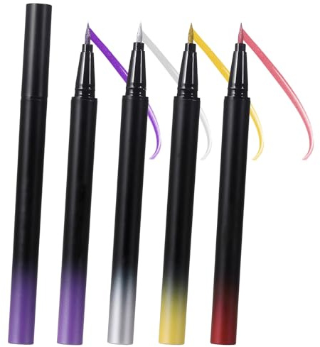 EONFAVE Flüssiger Eyeliner Metallic Set 4 Farben, Wasserfest & Wischfest, Präzise Filzspitze, Langhaftend, Schnelltrocknend, Liquid Eyeliner Stift für Augen Make-Up & Kreative Looks