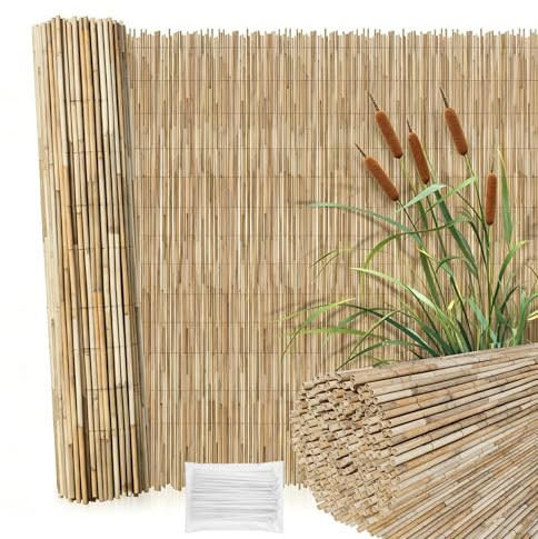 XMTECH Schilfmatte Sichtschutz Balkon 180x300 cm – Natürlicher Schilfrohr Sichtschutzzaun, wetterfest & langlebig Schilfrohrmatte, Balkonverkleidung Garten Terrasse Zaun, Blickschutz & Windschutz