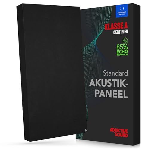 Addictive Sound Schallabsorber Standard 100x50x11 cm, Klasse A, Schwarz | Studioqualität-Akustikpaneel mit Akustikwolle, EU-produziert, Montageset für Wand und Decke