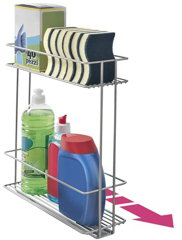 Metaltex In&out XL-Organizer für die Reinigung, Grau metallisch, 11 x 38 x 34 cm