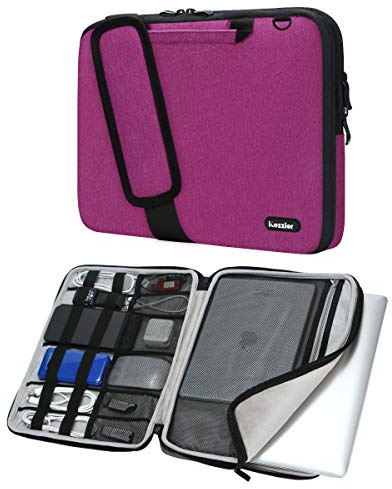 iCozzier Borsa a tracolla per computer portatile con manico da 28 a 29 cm, borsa a tracolla per accessori elettronici, borsa protettiva con tracolla e tracolla per bagagli, rosa