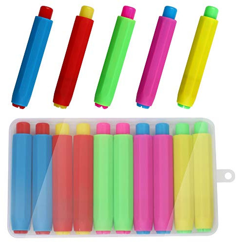 Heqishun 10 Pcs Kreidestifte Halter, Kreide Holder Chalk Holders, Kunststoff Kreide Clip mit Box, Kinder Kreidehalter Kreideabdeckung für Büro Schule Lehrer 5 Farbe