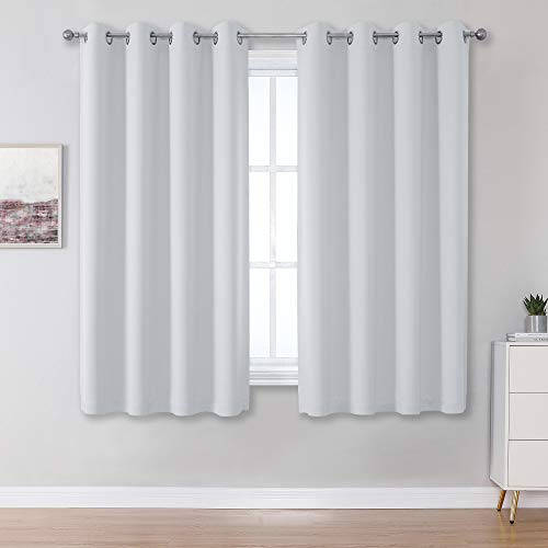 DUALIFE Tende oscuranti grigiastre per finestre piccole, isolate termicamente, tende oscuranti per camera da letto/soggiorno, lunghezza 132 x 114 cm, set di 2 pannelli con occhielli nella parte