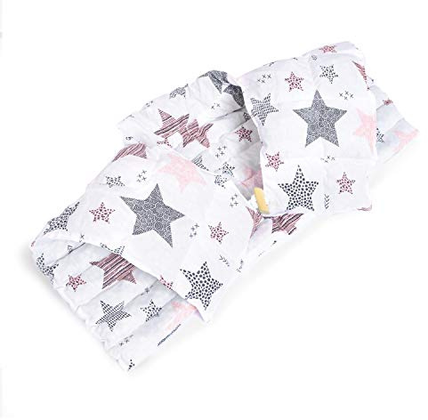 Amilian - Cuscino termico per la cervicale con schienale e collo alto con noccioli di ciliegia, stella cadente rosa